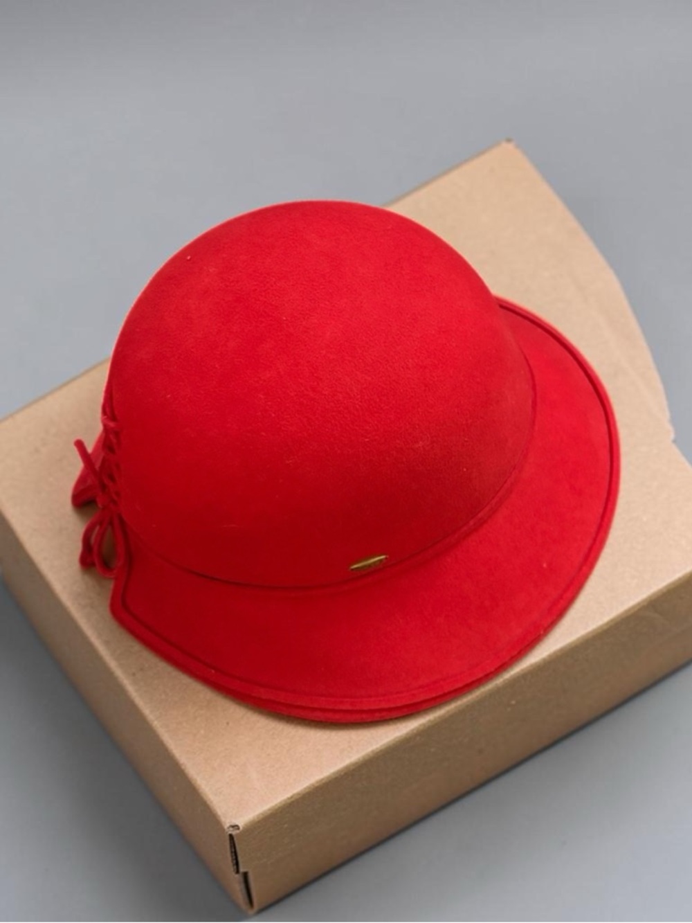 Vintage Scala Red Wool Cloche Hat